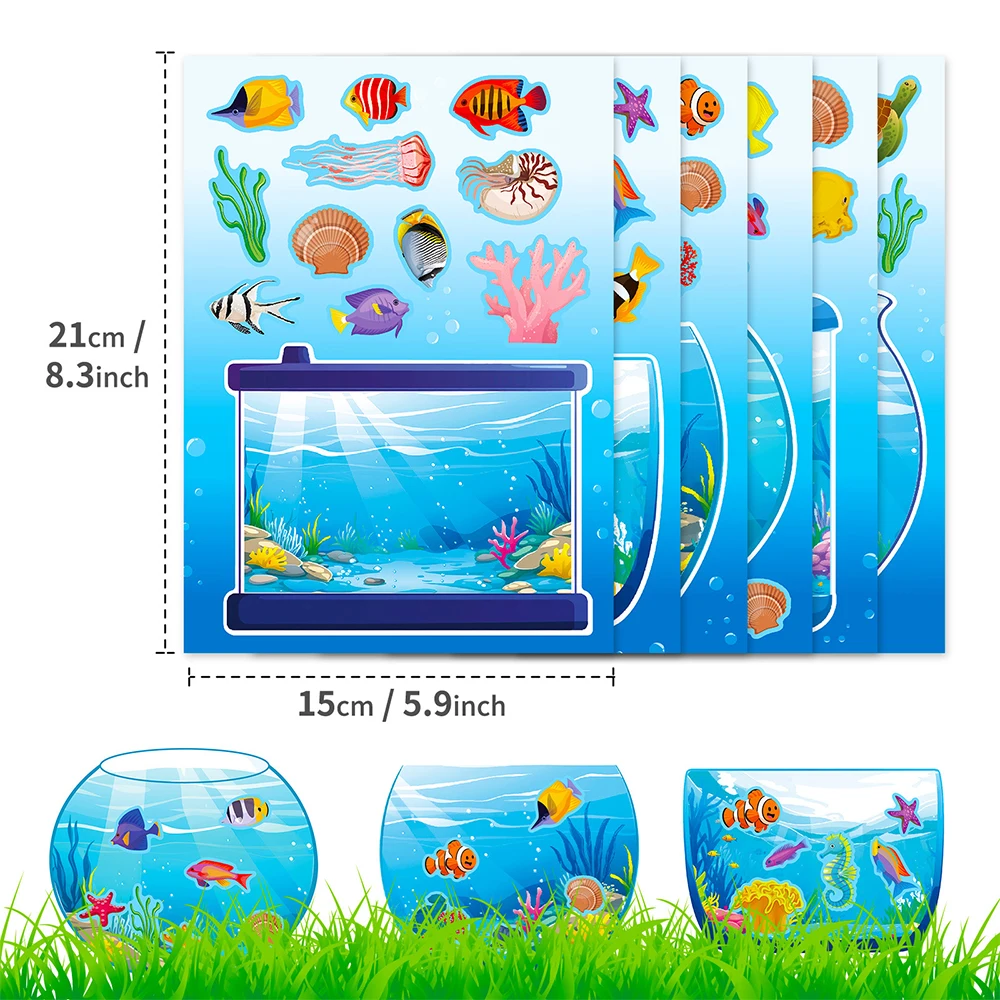 

6/12sheets DIY Make a Face Fish Tank Puzzle Stickers Graffiti Suitcase Bike Guitar Creative Assemble Toy Decoration Sticker Gift