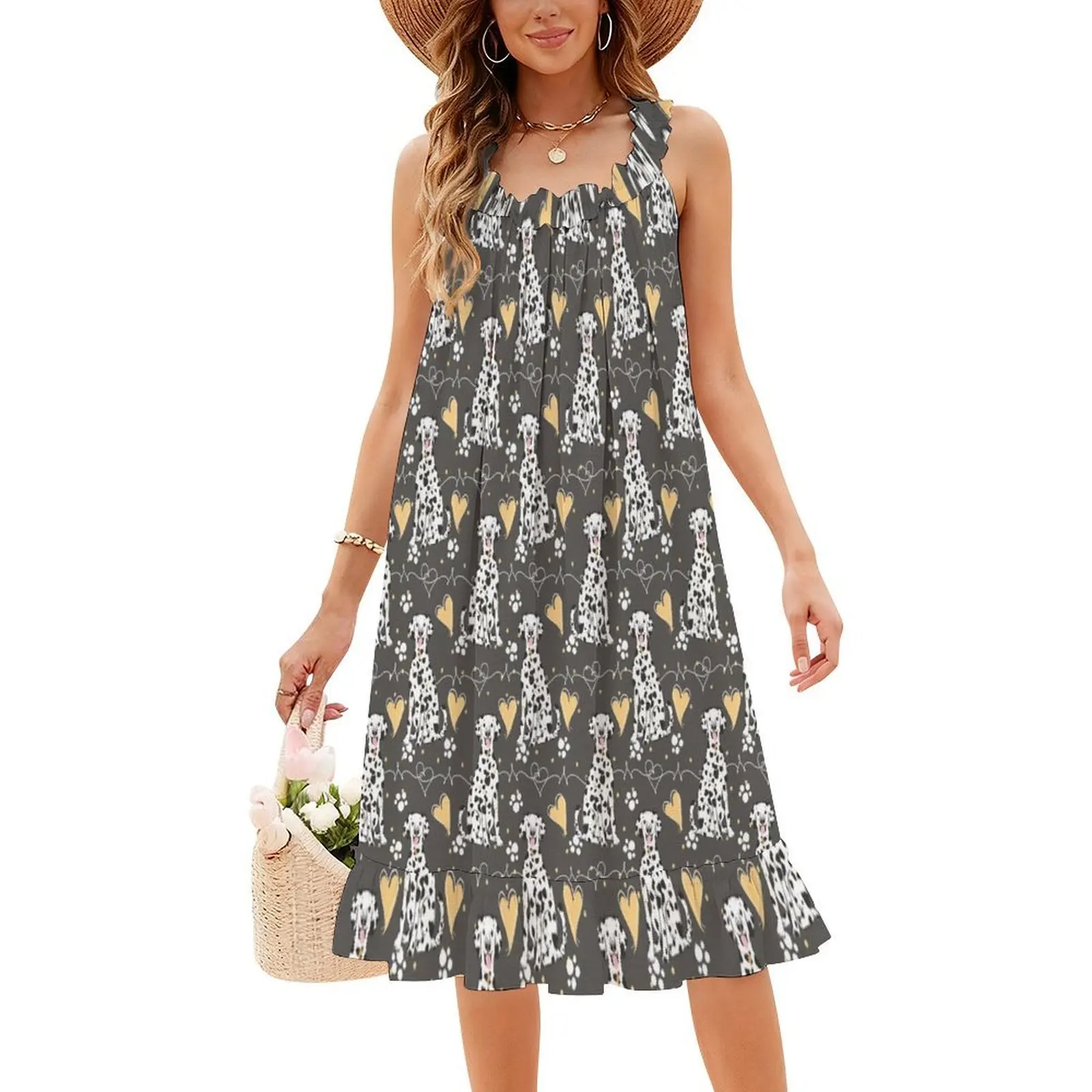 Amore dai capelli lunghi dalmata-nero tricolore 1 abito casual in stile coreano per le donne semplici abiti da donna da ufficio quotidiani dalmata