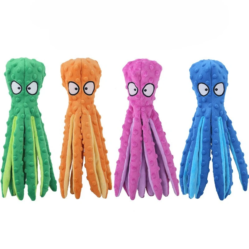 Pet Plush Toy Octopus Pet Interactive Toy Dog Puzzle Bite Resistant Sound Making Toy Octopus Cat Dog Supplies