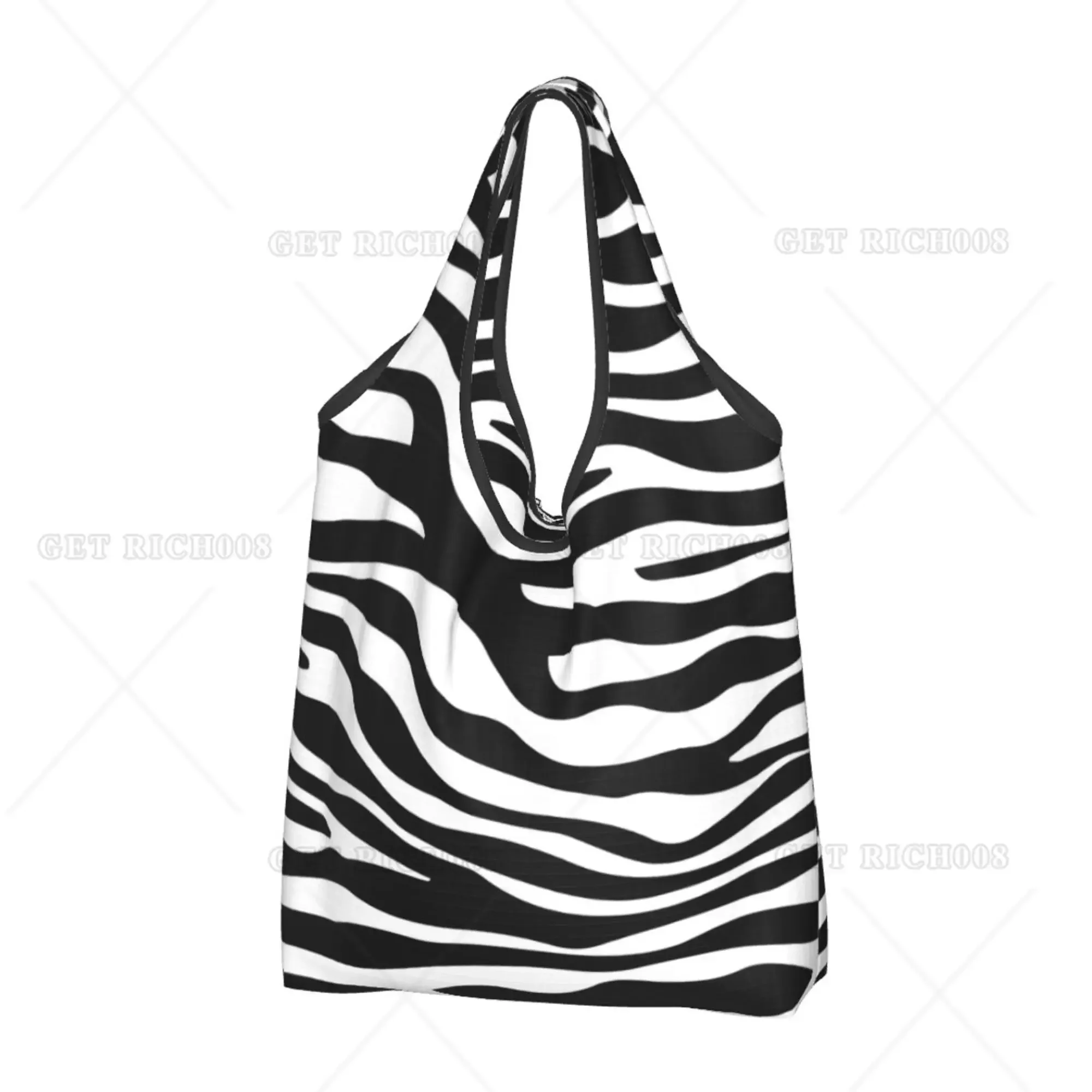 Zebraprint Dier Vrouwen Shooper Boodschappentas Draagbare Draagtas Eco Boodschappentassen Herbruikbare Draagtas Voor Outdoor Supermarkt