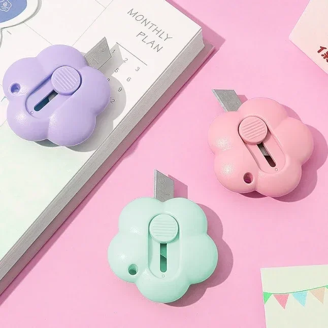 Kawaii Cute Mini Art Utility Knife Flowers Shape Cutter Paper Envelope Opener Express Box Opening Pocket Knife Stationery