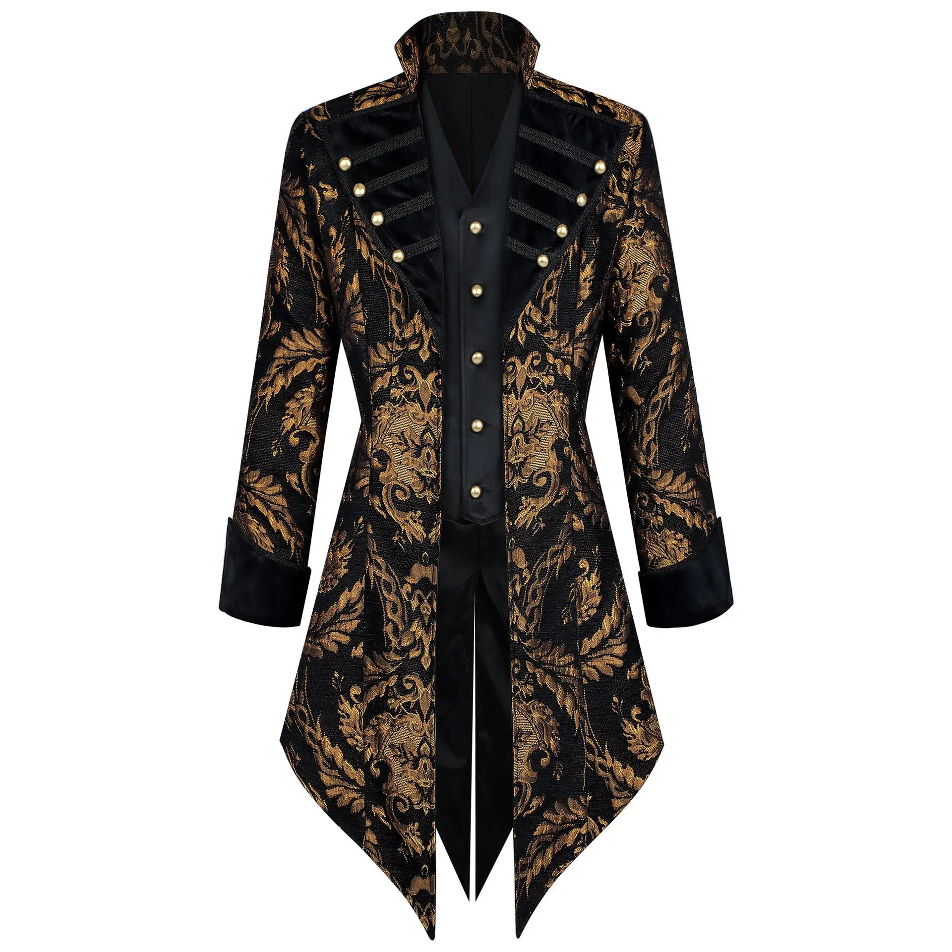

Pirate Renaissance Black Coat Steampunk Gothic Medieval Vintage Jacket Wedding Prom Stage Performance Party Sets Costume