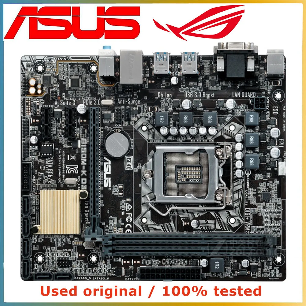 

For ASUS B150M-K D3 Motherboard LGA 1151 DDR3 16G For Intel B150 Desktop Mainboard SATA III PCI-E 3.0 X16