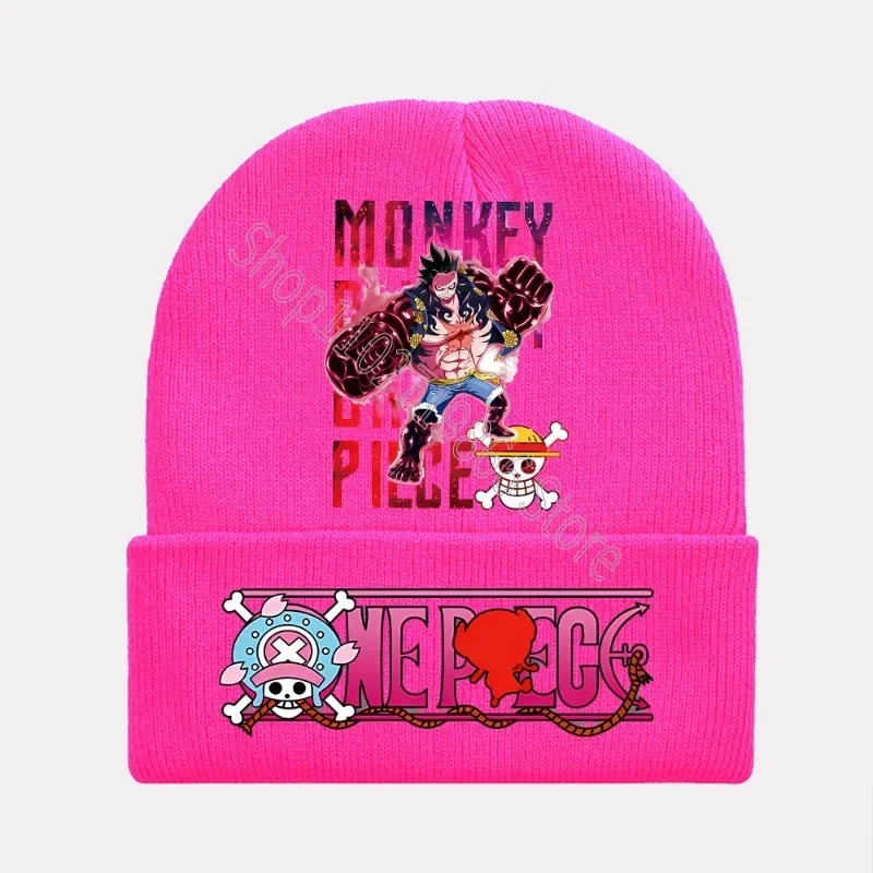 New One Piece Kids Knitted Hats Luffy Zoro Beanies Cartoon Anime Graphic Print Caps Warm Fashion Winter Hat Birthday Party Gifts