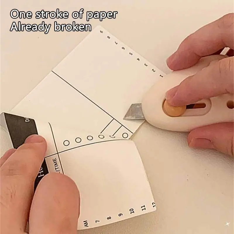Multifunctioneel Mes Mini Schattige Cartoon Doos Snijder Kleine Draagbare Beige Koffiekleur Serie Papiersnijder Plakboekmes