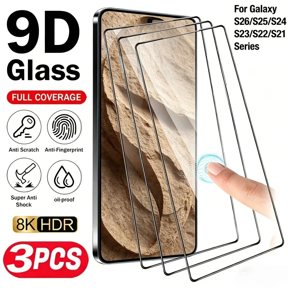 3Pcs Ultra Clear Full Cover Tempered Glass for Samsung Galax
