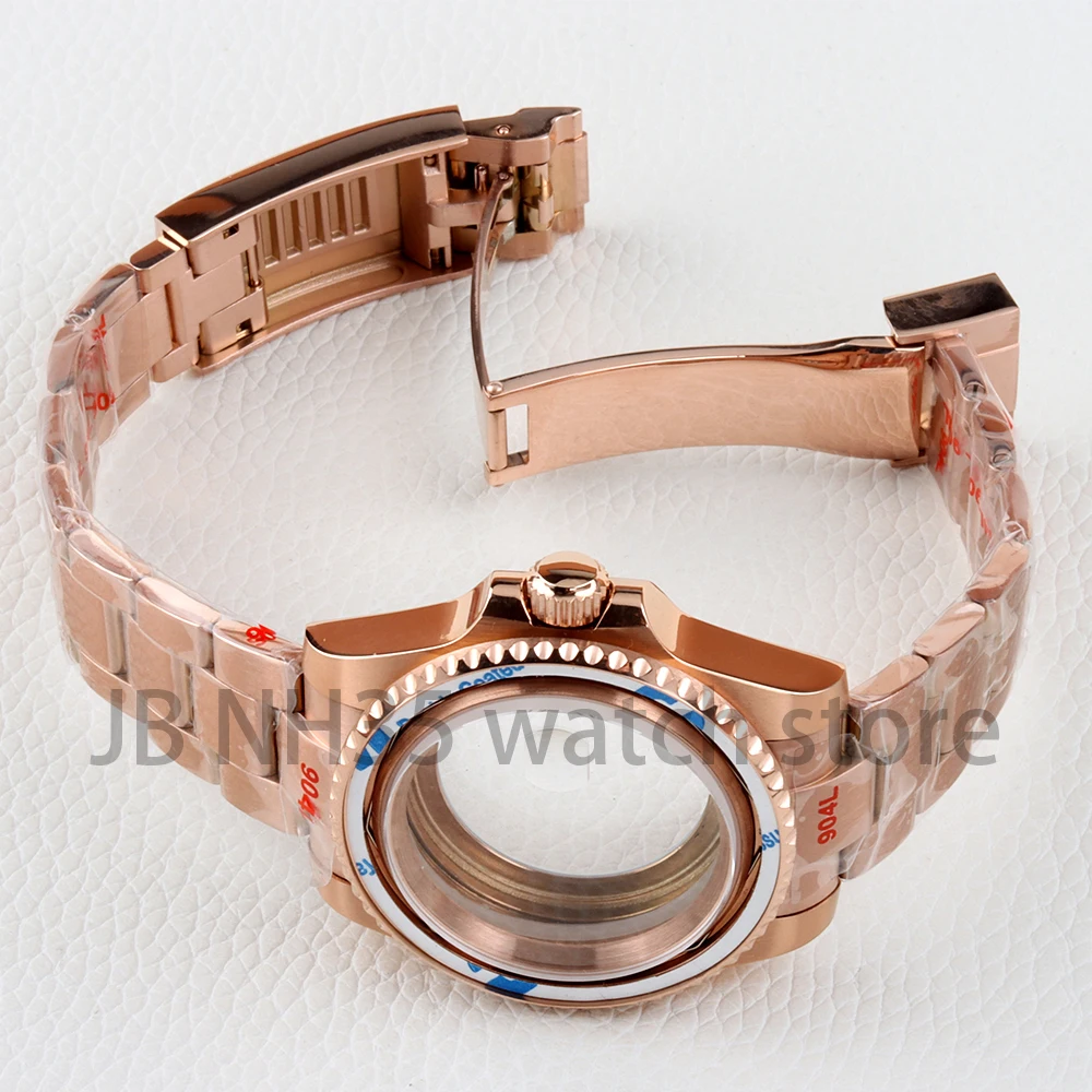 Rose Gold /Gold Watch Case 40mm NH35 Watch Accessories For NH34 NH35 NH36 Movement 28.5mm Dial Waterproof Brushed Oyster Strap