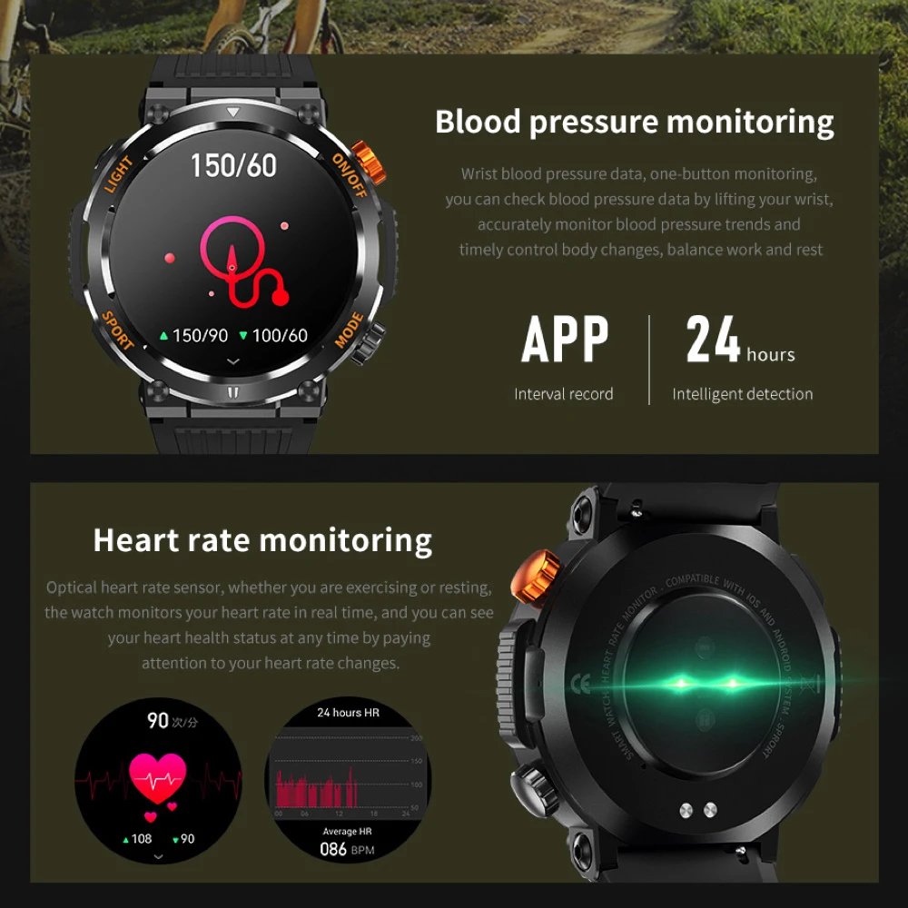 2025 New Blue Tooth Call Smart Watch 1.46" Led Lighting Lamp Watches Heart Rate Waterproof Sport Tracker Outdoors Smartwatch