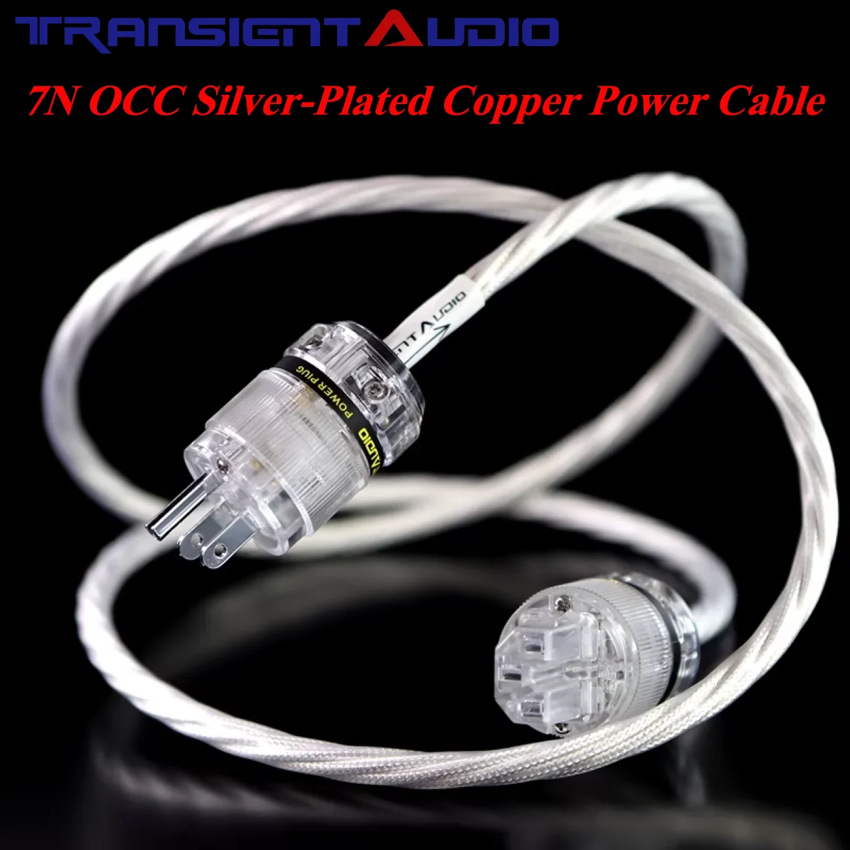TRANSIENTHI-FIAUDIO 7N OCC Silver-Plated 5-Core Hi-Fi Power Cable - US/AU/EU Plug, for CD Tube Amp & Noise Reduction