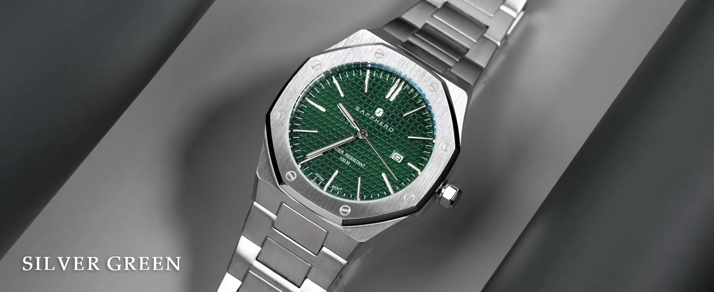 SAPPHERO Herren Analog Uhr, Edelstahl hochpräzises Quarzwerk, Datumsanzeige, 50M Wasserdicht, Business Casual Armbanduhr, kratzfest langlebig, perfektes Geschenk für Geburtstag Fest Alltag und Geschäftsanlässe – Detail 14