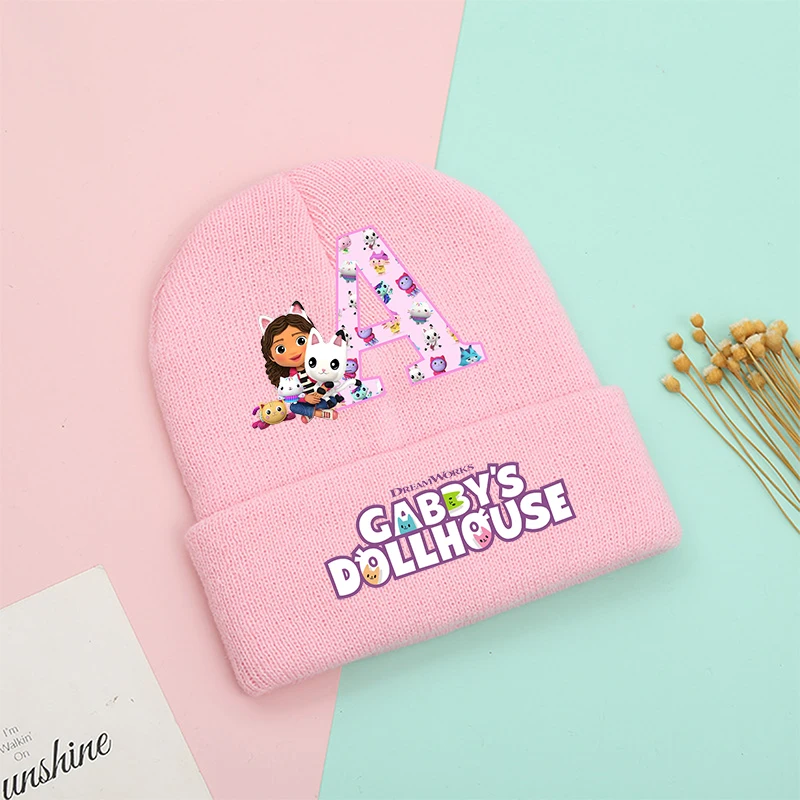 Gabby บ้านตุ๊กตาเด็กผู้หญิงหมวกถักหมวกฤดูหนาวเด็กการ์ตูนอะนิเมะน่ารักสำหรับนักเรียนผ้าฝ้ายหมวกไหมพรมของขวัญวันเกิดสำหรับเด็ก