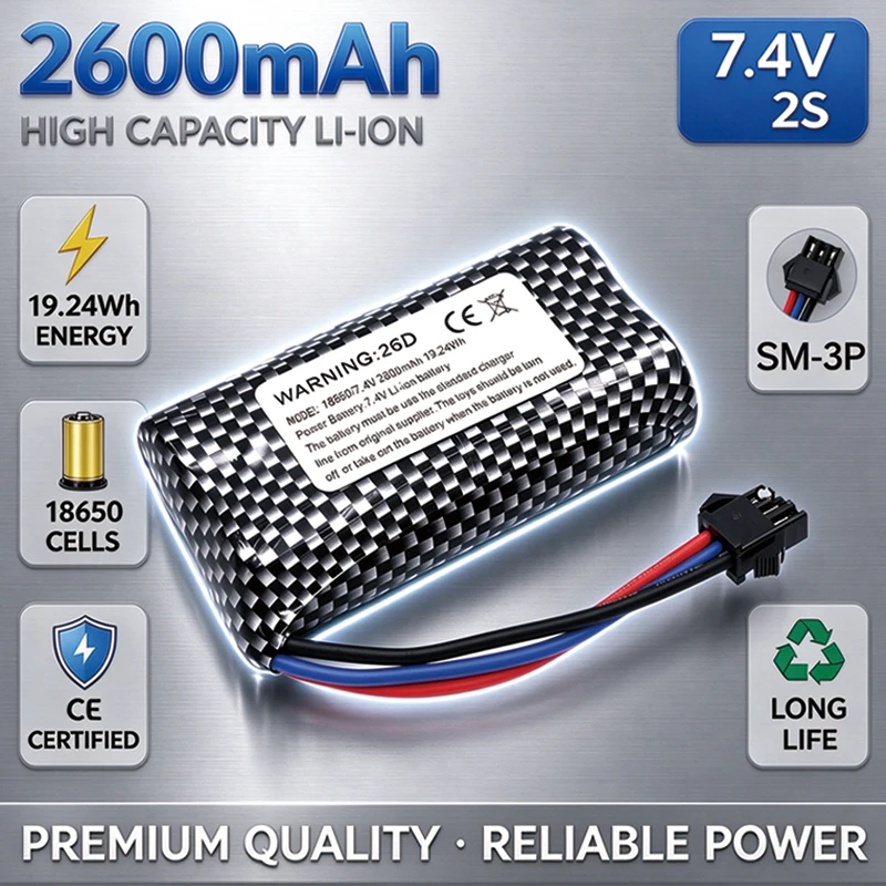 2S 2600mah 7.4V Battery Charger MN82 Remote Control Car Battery MN128 MN78 for Watch Gesture Sensing Twisted RC Stunt Car SM3p