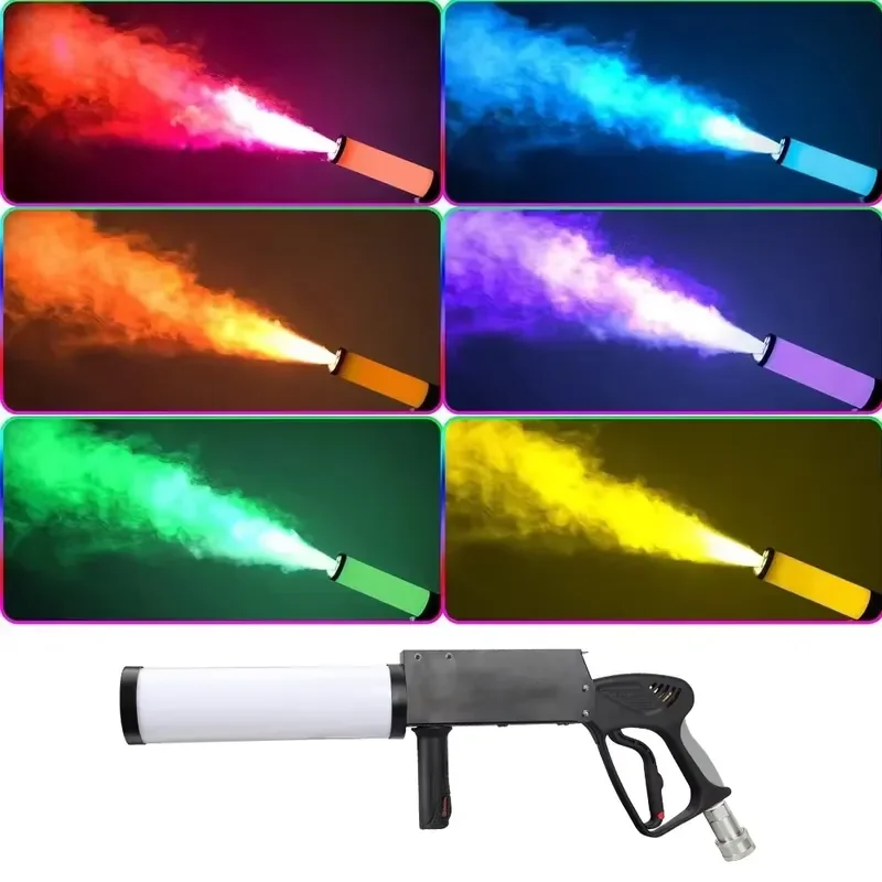 2026 Latest CO2 Fog for Party DJ Stage Effects Nightclub Wedding Spiral RGB Fog Machine with Hose LED Control Handheld