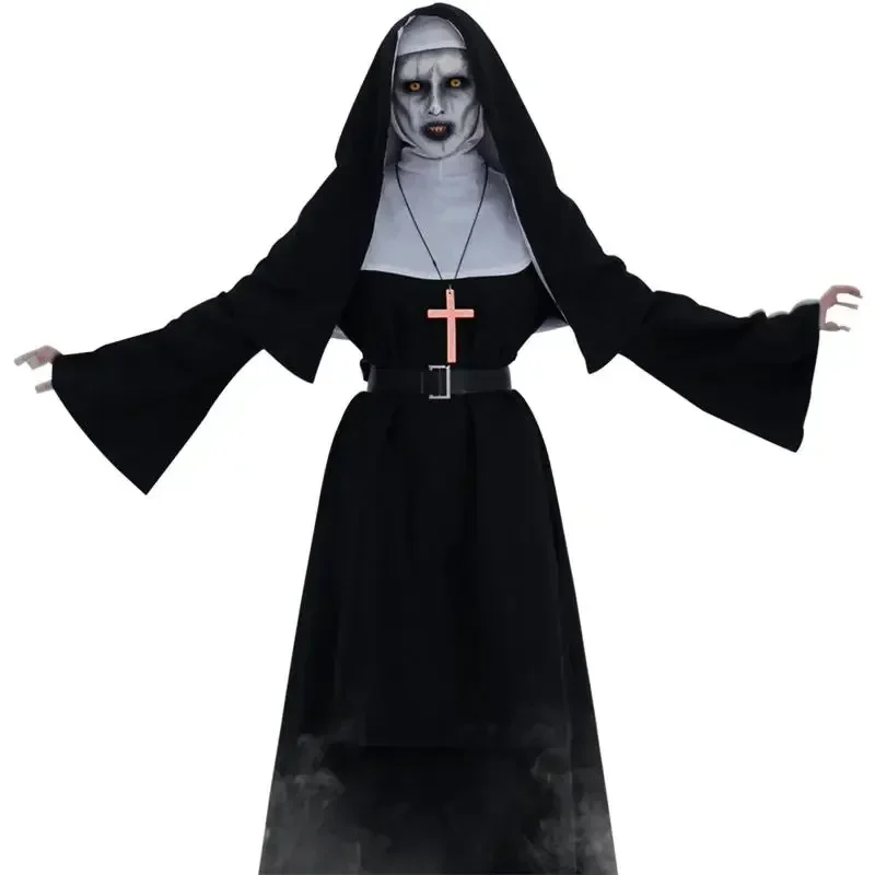 

FC6Horror Films Cosplay Cross Ghost Halloween Costume The Conjuring Women Halloween Costume The Nun Cosplay Costume@FC8！