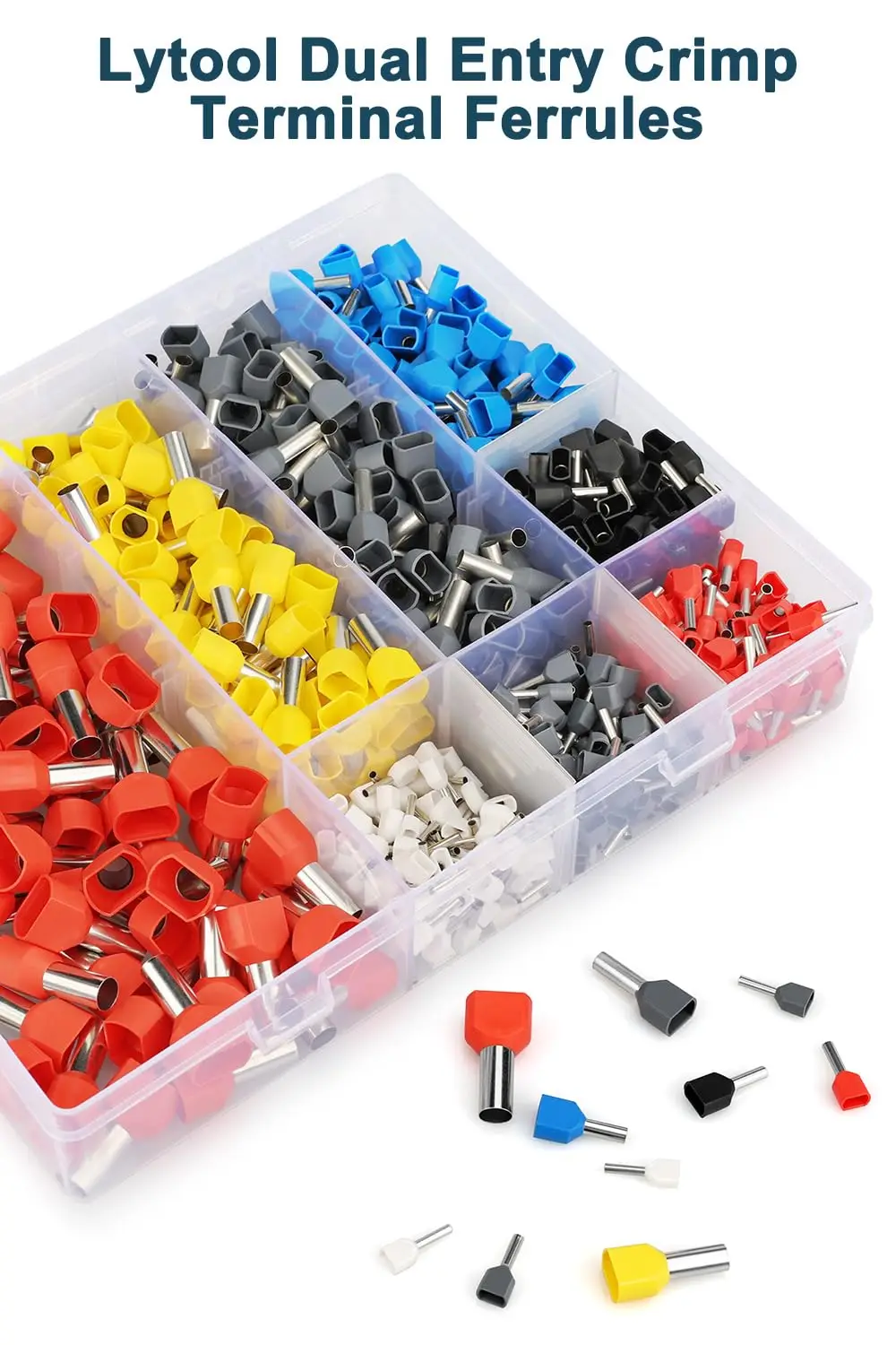 1200pcs Double Wire Ferrule Kit 8-22 AWG, Dual Bootlace Ferrule Kit Wire Ferrules Twin Ferrules Connectors Wire Terminal Connect