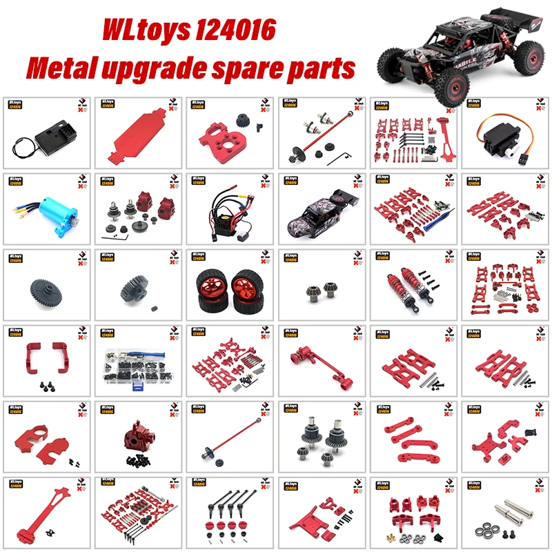 

Wltoys 124016 124017 RC Car Metal Upgrade Parts Front Rear Shock Mount Protection Bar Set Brushless Motor ESC Car Body Accessori