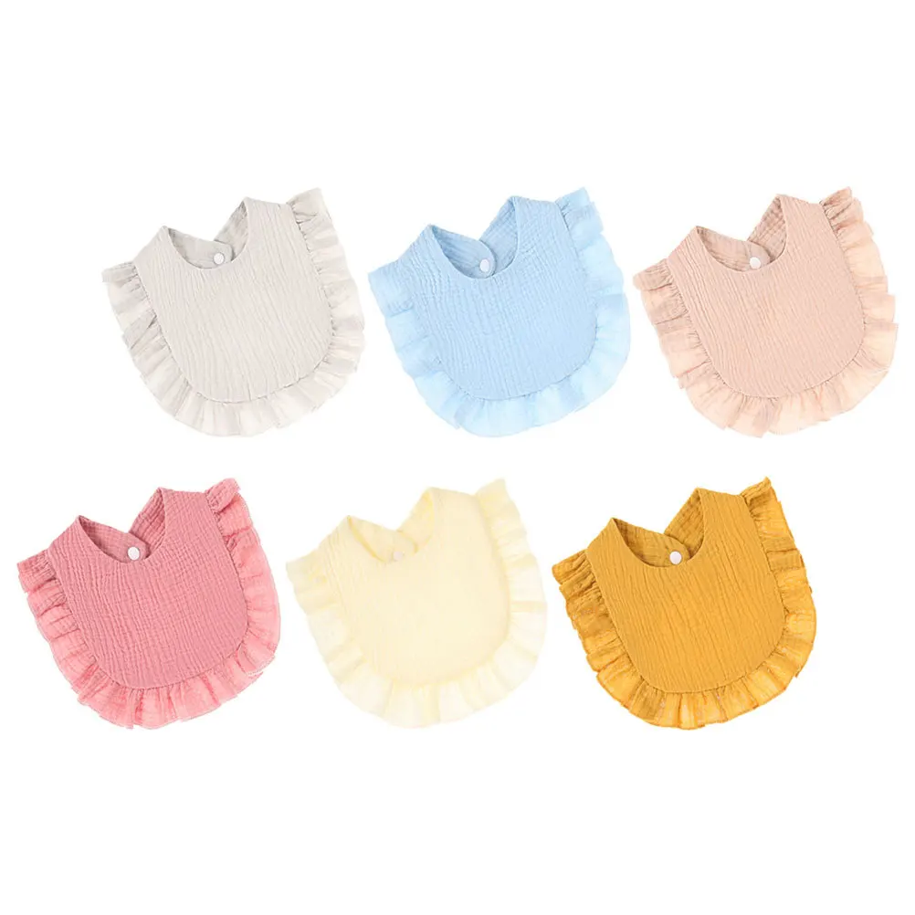 

6Pcs Baby Bibs Teething Drooling Feeding Cotton Soft Reusable Washable Toddler Elegant Ruffled Design Teething Baby Bibs