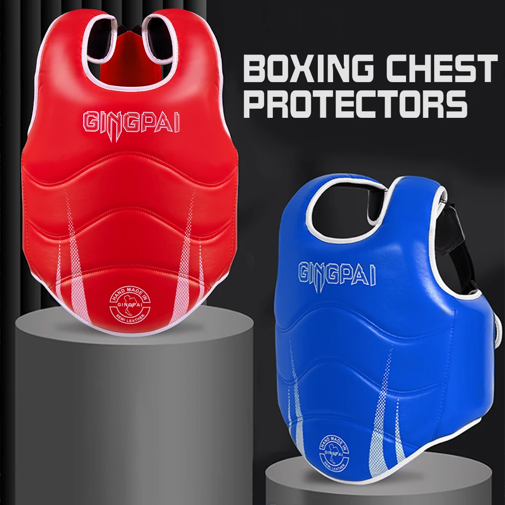 Nouveautés épaissi PU MMA poitrine protecteur boxe Sanda lutte corps soutien équipement de protection boxe Sparring combat