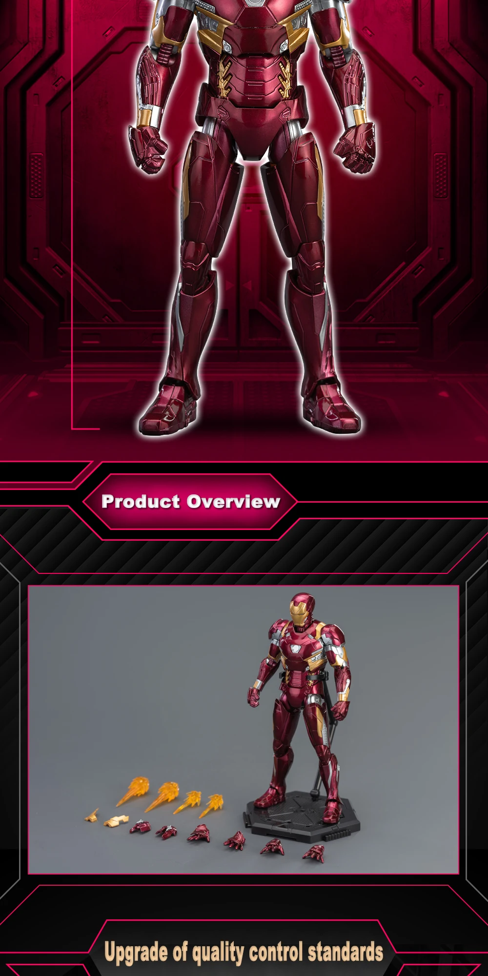Fondjoy Anime Figure Iron Man MK46 Model Kit 1/12 Infinity Saga Ironman Mark 45 Mark 46 Assembly ABS Joint Movable Kids Toy Gift