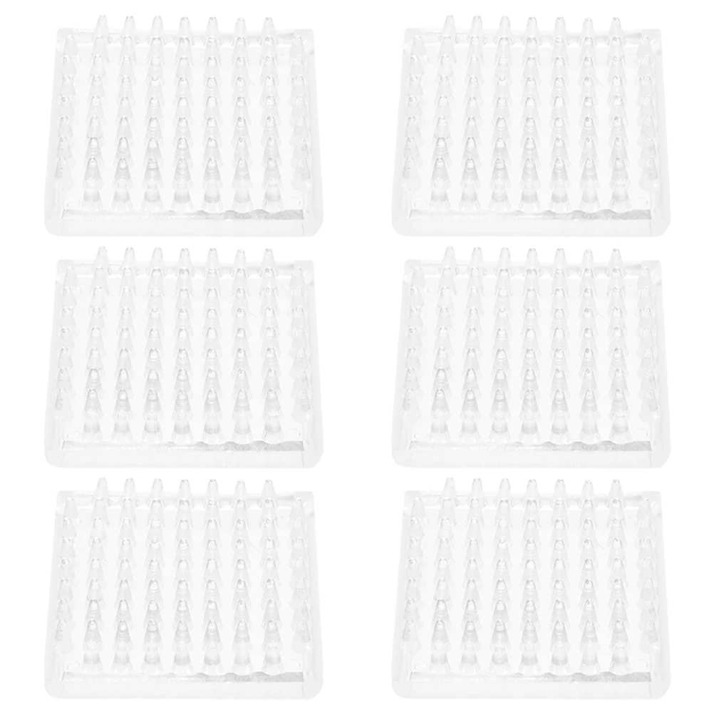 

6Pcs Transparent Square Anti-Slip Furniture Pads Clear Carpet Protectors Spiked Non-Skid Legs Covers for Sofa Chairs