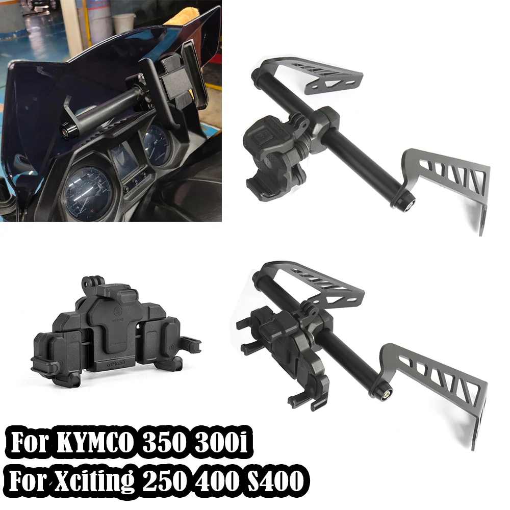 NEW Motorcycle Phone Holder Stand GPS Navigator Plate Bracket For KYMCO 350 300i Xciting 250 400 S400