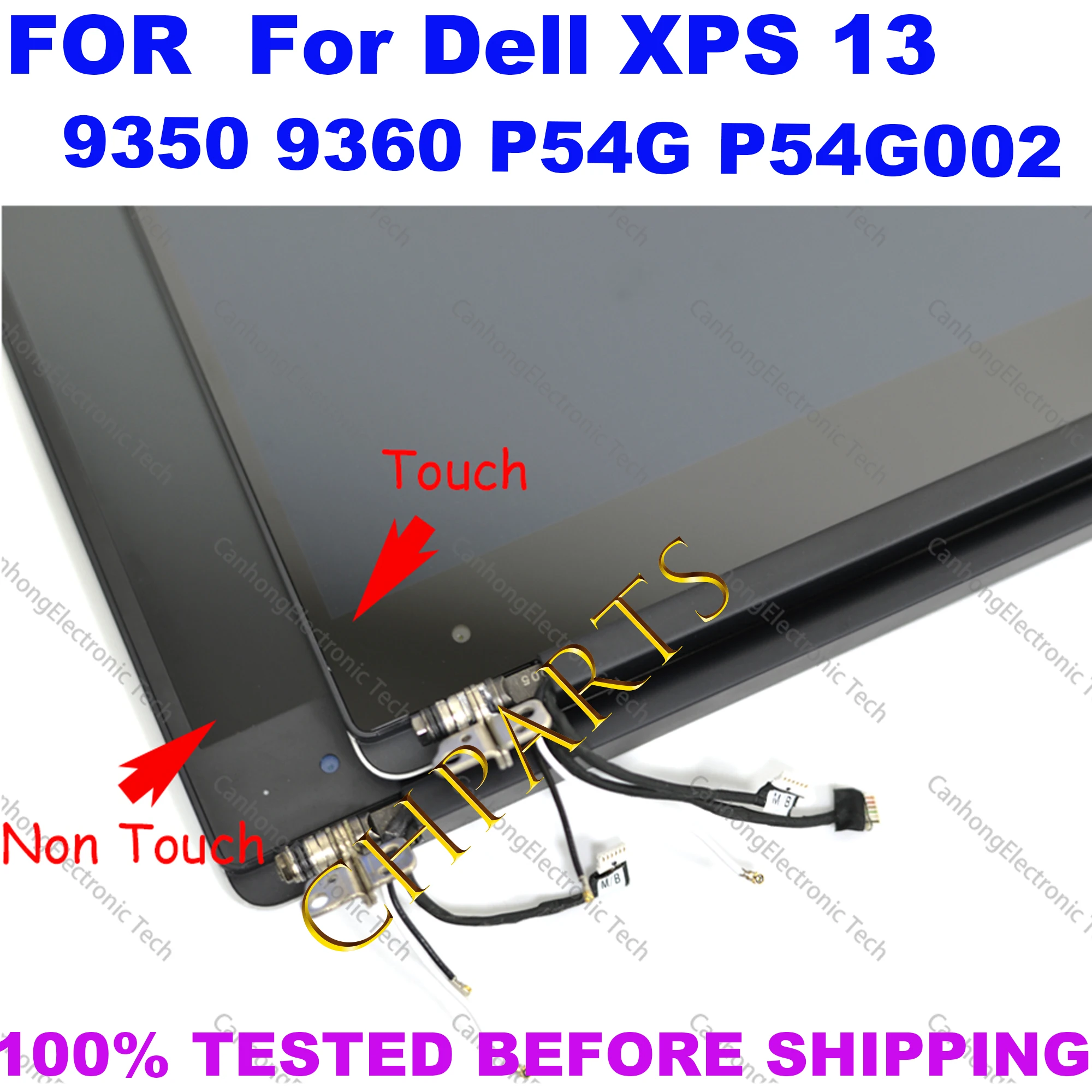 Tela lcd de toque para substituição, 13.3 polegadas, fhd qhd para dell xps 13 9350 9360 p54g p54g002