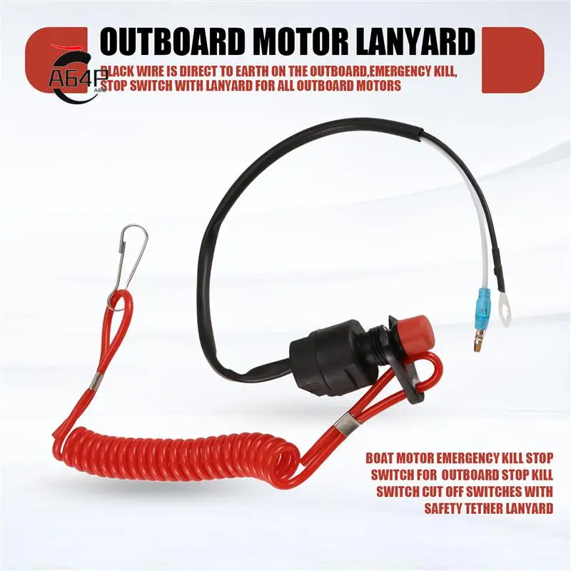 

A64P-Boat Motor Emergency Kill Stop Switch For Yamaha /Tohatsu Outboard Stop Kill Switch Cut Off Switches With Safety Tether Lan