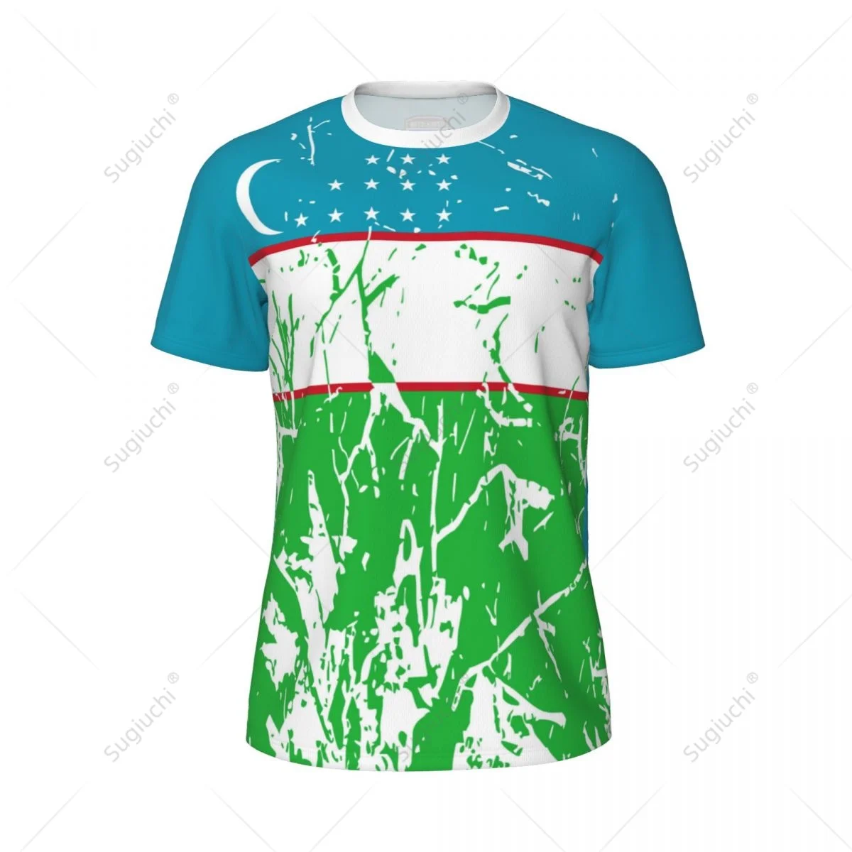 Exclusive design Uzbekistan Flag Grain 3D Printed Men For Running Bike Soccer Tennis Fitness Sports tshirt Mesh Short T-shirt