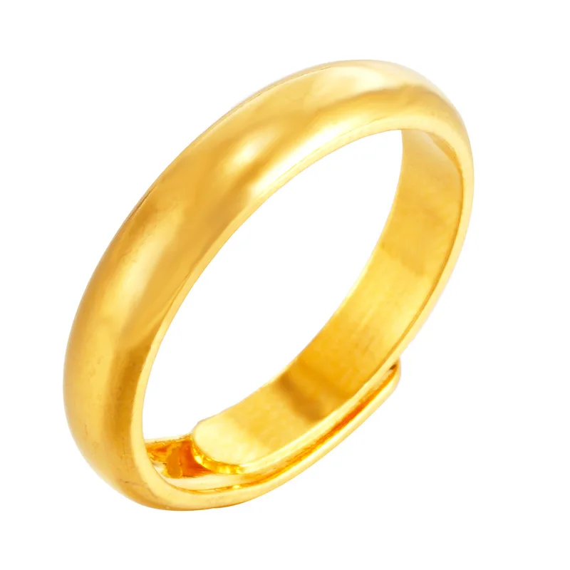 

Luxury 24K 9999 Pure Gold real gold Women's men's smooth adjustable ring