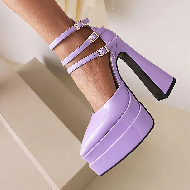 Ladies  Double Waterproof Platform High Heels Pumps For Women Luxury Designer Sexy Pointed Toe Summer Party Chunky Shoes