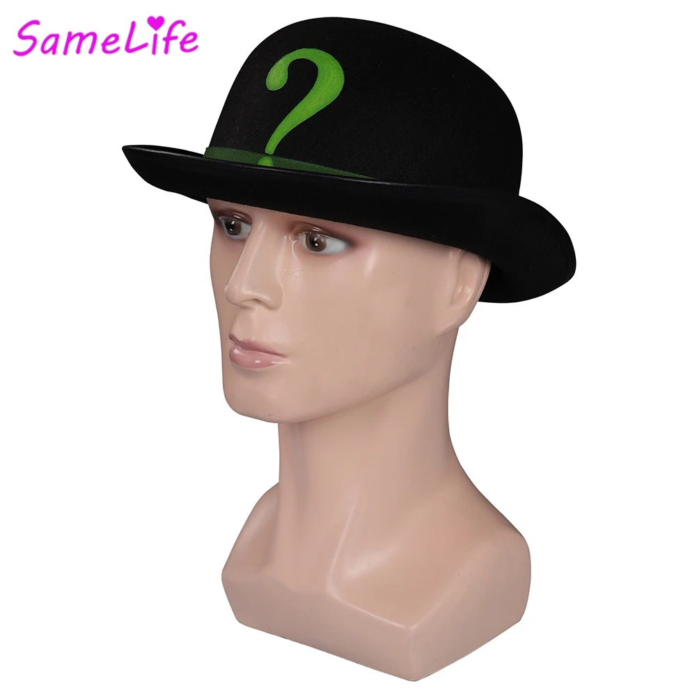 Wholesale Movie Super Villain Riddler Hat Cosplay Costume Accessories Cap With Printed Halloween Men Fancy Dress Up Party Gifts view 3