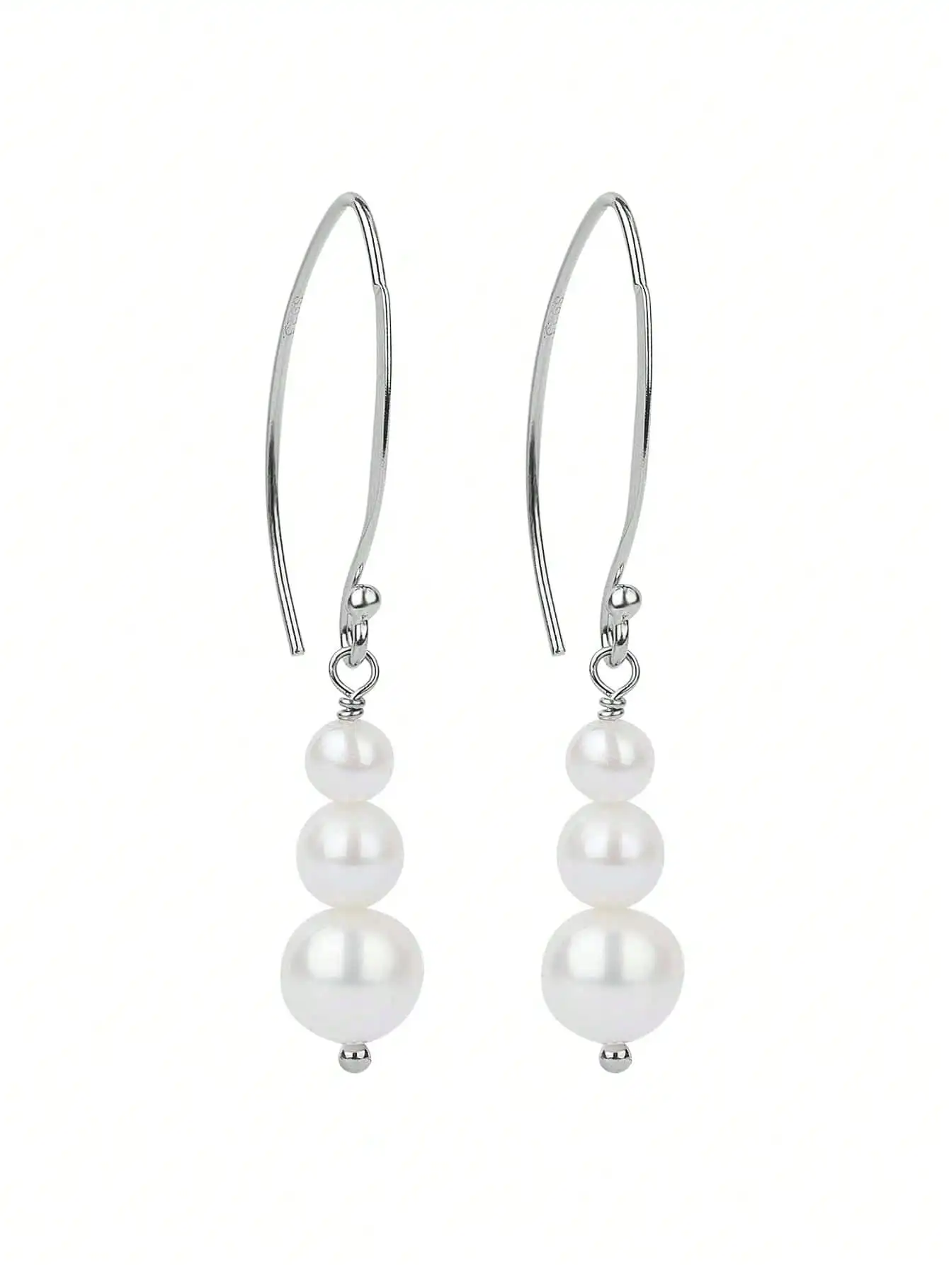 

Natural Freshwater Pearl 925 Sterling Silver Hook Earrings For Women Fashion Temperament Party Dangle Jewelry Gifts