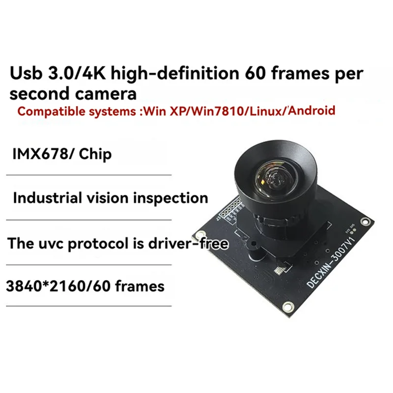 ELECT-4K HD 8MP USB Camera Module 30-Frame IMX678 Camera Module For Industrial Computer Android Device Drive-Free