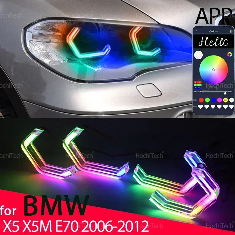 

For BMW X5 X5M E70 2007-2013 XDrive25i 30i XDrive18d XDrive20d 30d 35d RGB Colorful Dynamic Light Angel Eyes Rings Led M4 Style