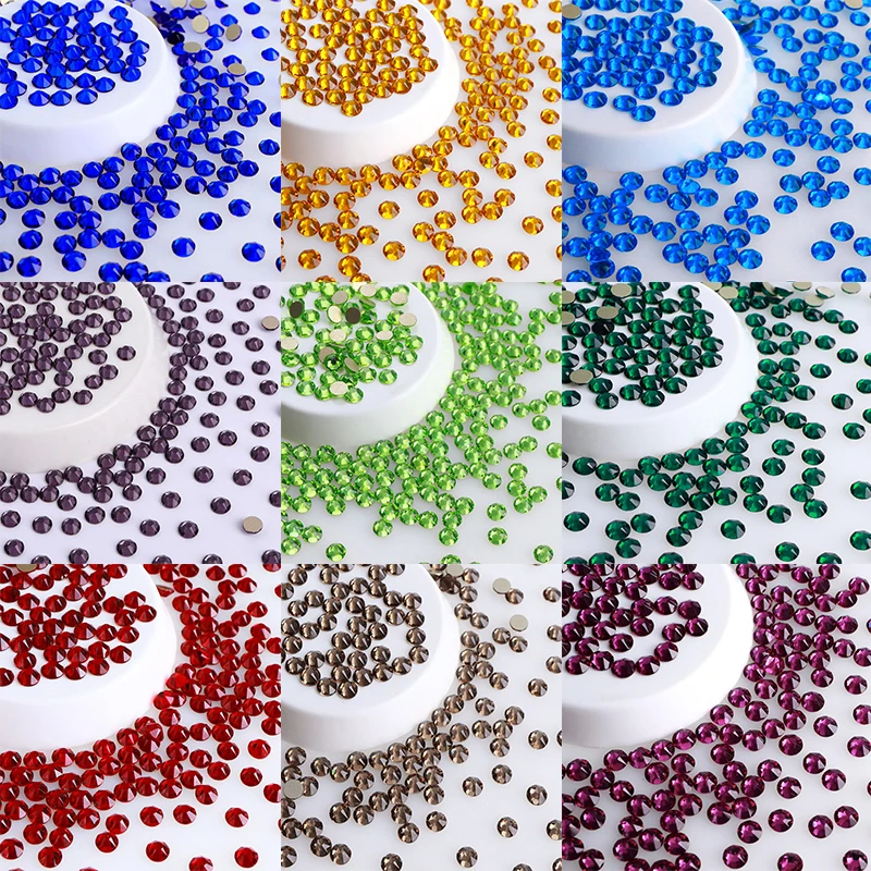 

2088 Mixed Color Flatback Hotfix Glass Rhinestone 8 big 8 small Crystals Gems Diamond Stones Nail Art Accessories for Nai