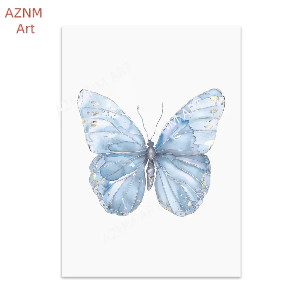 Bowknot Fashion Perfume Wall Art Balloon Puppy Canvas Painting Picture Trendy Blue Butterfly Poster Girl BedRoom Decoration