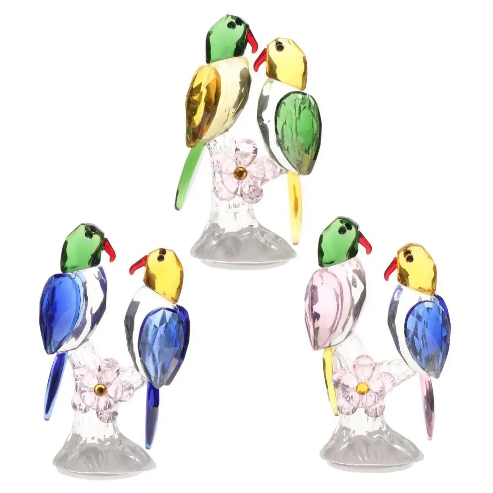 Modern Cartoon Crystal Magpie Sculpture Realistic Delicate Parrot Statue Vivid Desktop Bird Ornaments Living Room