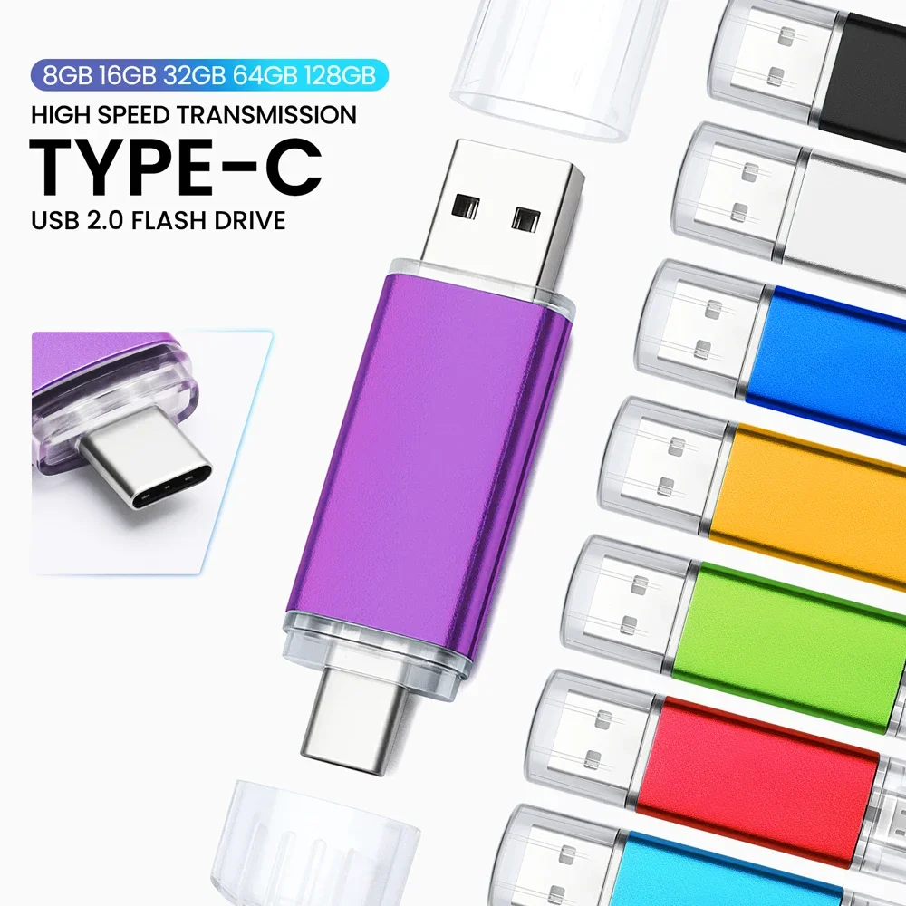 

Pendrive Type C OTG USB Flash Drive 128GB 64GB 32GB 16GB 8GB 4GB USB Memory Stick 2.0 Pendrive High Speed for Type-C Device