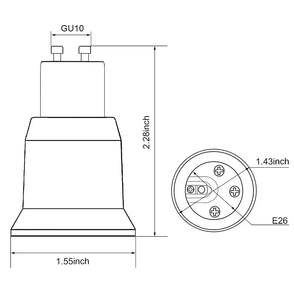 4pcs GU10 to E26/E27 Lamp base adapter Gu10 to E27 light socket adapter extender, install standard LED bulb into Gu10 holder