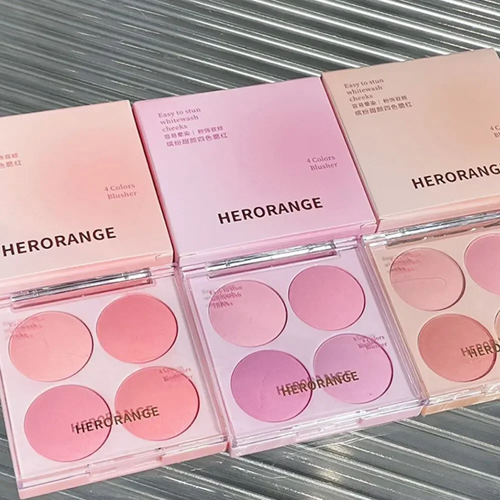 Paleta de longa duração Matte Face Blush, maquiagem em pó Blush, bochecha matiz cosméticos, rosa, roxo, creme vermelho, 4 cores