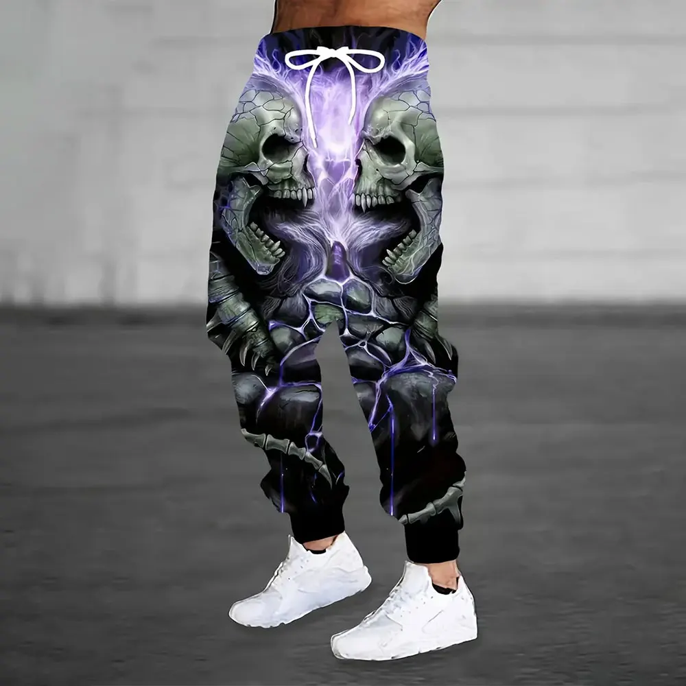 Winter New Thick Warm Pants Men Loose Casual Pocket Drawstring Sports Sweatpants Fashion 3D Dragon Digital Printed Sweatpants