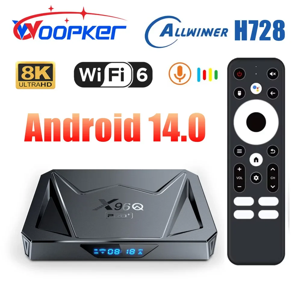 

X96Q PRO+ Smart TV BOX Android 14 Allwinner H728 Quad Core 8K Media Player 1000M LAN Wifi6 X96Q PRO PLUS Google Voice TV BOX