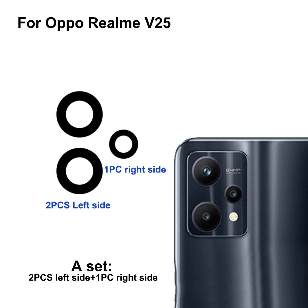 3PCS A SET For Oppo Realme V25 Replacement Back Rear Camera Lens Glass Parts For Oppo Realme V 25 test good