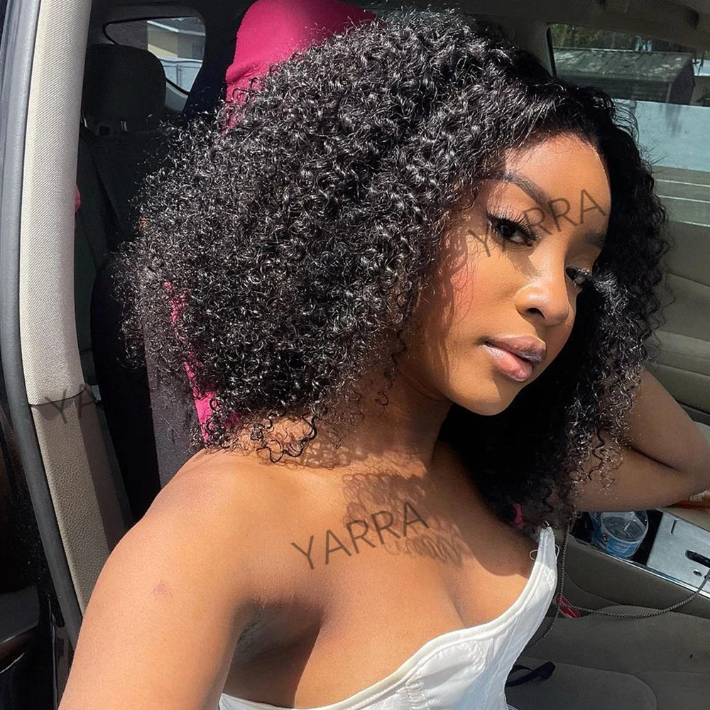 220% Density Highlight Blonde Kinky Curly Short Bob Wig 13x6 Lace Front Wig Glueless Wigs Pre Cut Ready To Go Human Hair Wigs