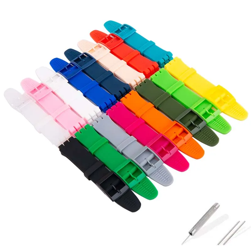 

Student silicone watch band compatible for Swatch 17mm19mm Swatch Men and women Sports rubber belt buckle Watch accessories