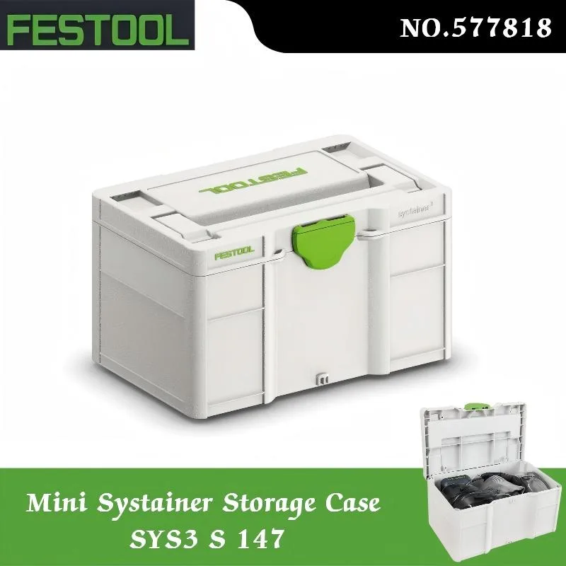 Caja de Herramientas Festool 577818 Systainer³ SYS3 S 147 T-LOC, Caja de Almacenamiento Apilable para Herramientas Eléctricas y Accesorios