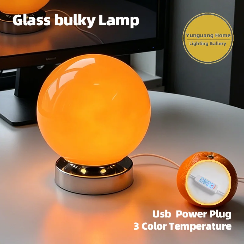 

Murano Glass Desk Lamp USB Powered Glass Table Bedside Lamps Vintage Glass Lamp with 3 Color Temperature