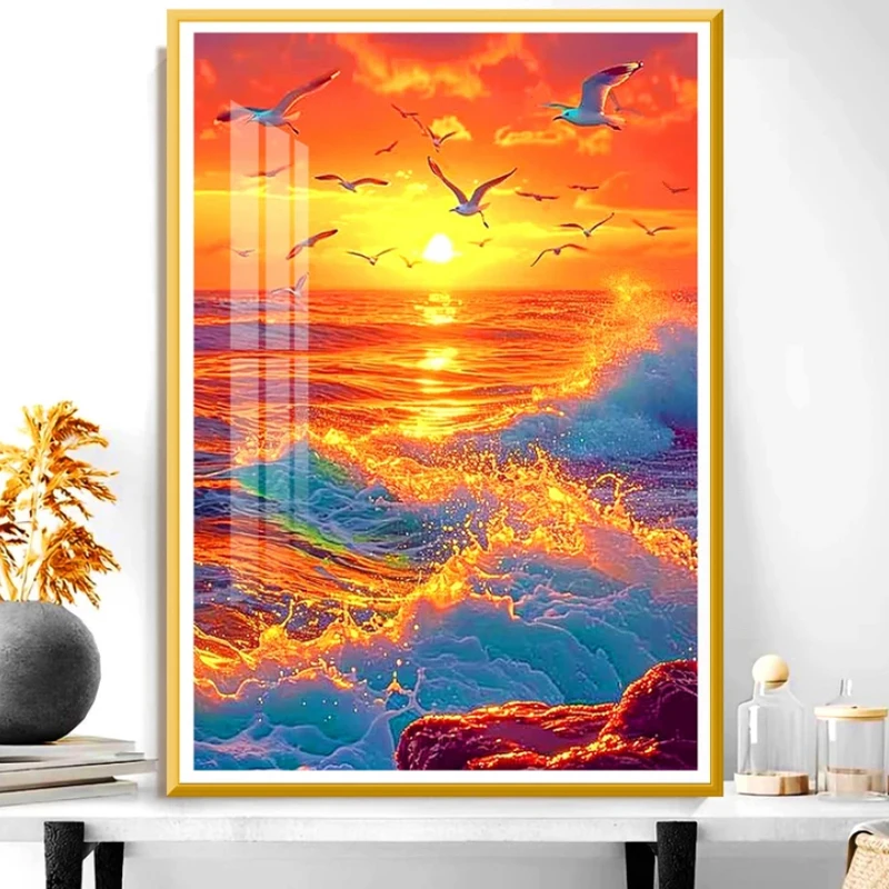 9ct 68x95cm Sunrise Birds DIY Chinese Style Printed Kits Cross Stitch Needlework Set Home Decor Crafts