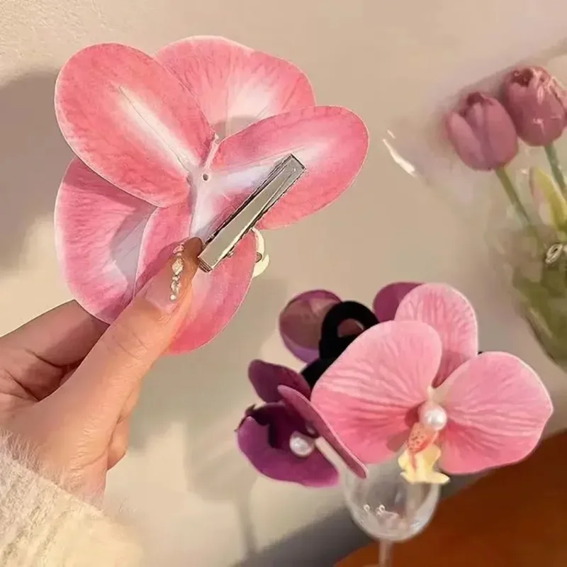 Advanced atmosphere butterfly orchid edge clip, photo clip, flower shaped hair clip, new hair accessory