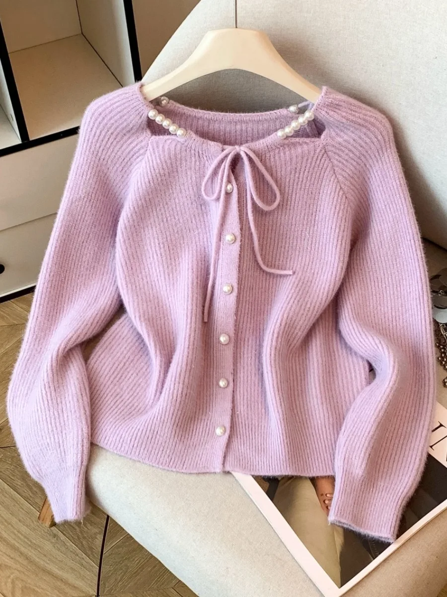 Maglione lavorato a maglia allentato Sle coreano con cintura Autunno Inverno da donna Morbido grassoccio pigro Cardigan aperto lavorato a maglia Self-Preservat...